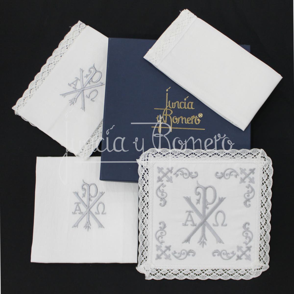 JUEGO LIENZO ALTAR LINO CRISMON 4 CRUCES