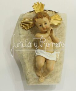 NIÑO JESUS 18CM EN CUNA RESINA