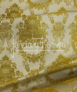 TEJIDO BROCADO EMIR 140CM BALNCO Y AMARILLO