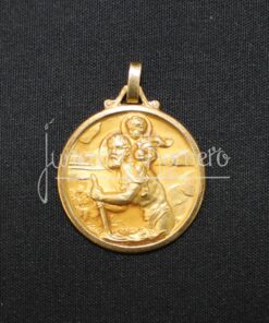 MEDALLA 25MM CRISTOBAL PLATA CHAP.ORO